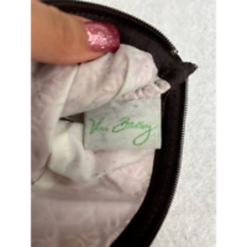 Vera Bradley Womens Clutch Handbag Black Pink Floral Quilted Full Zipper S - Picture 5 of 10